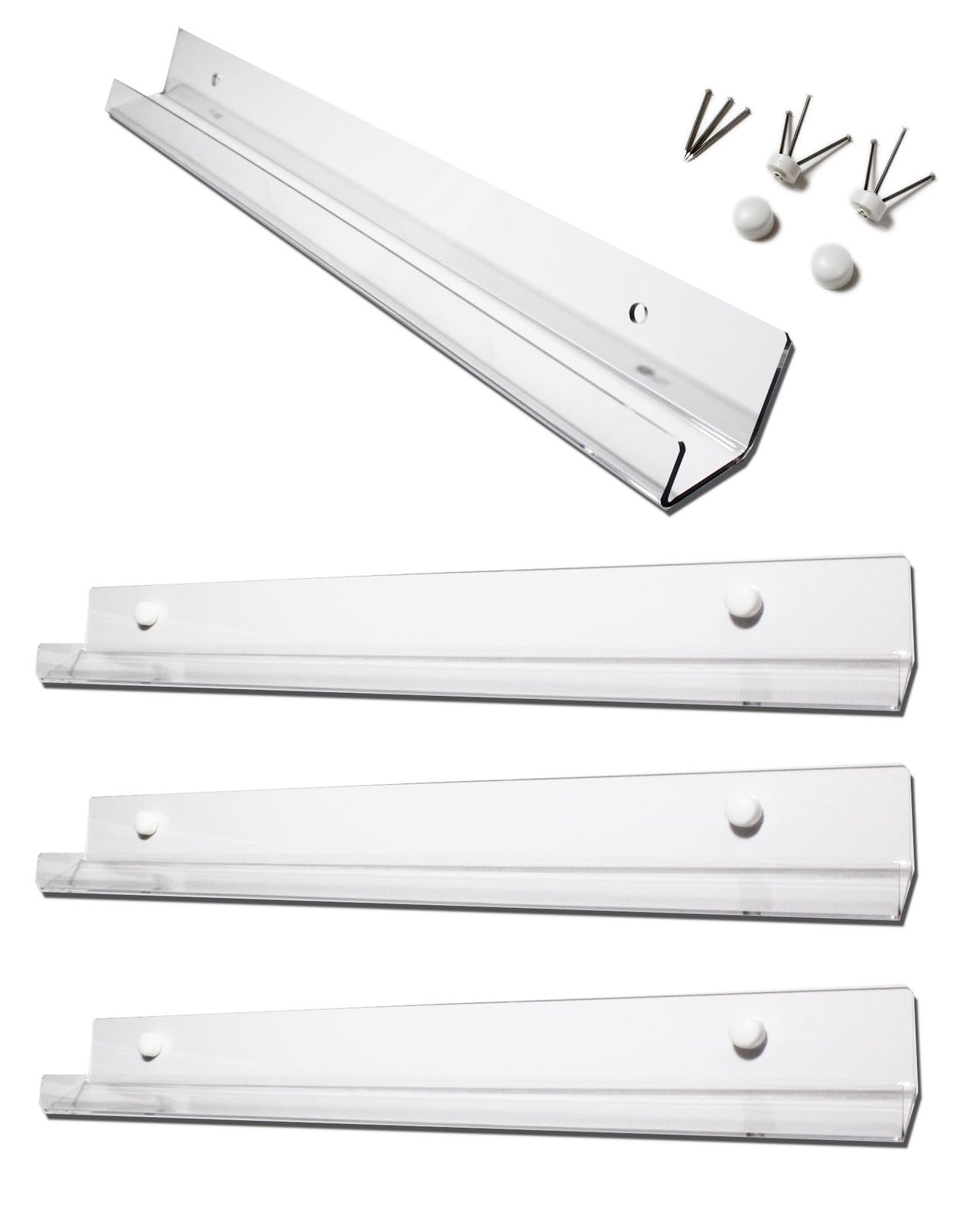 新品 LBストア 倒れにくい LP レコード用 壁掛け 透明 ディスプレイラック 石膏ボード壁専用 傾斜棚 (4)