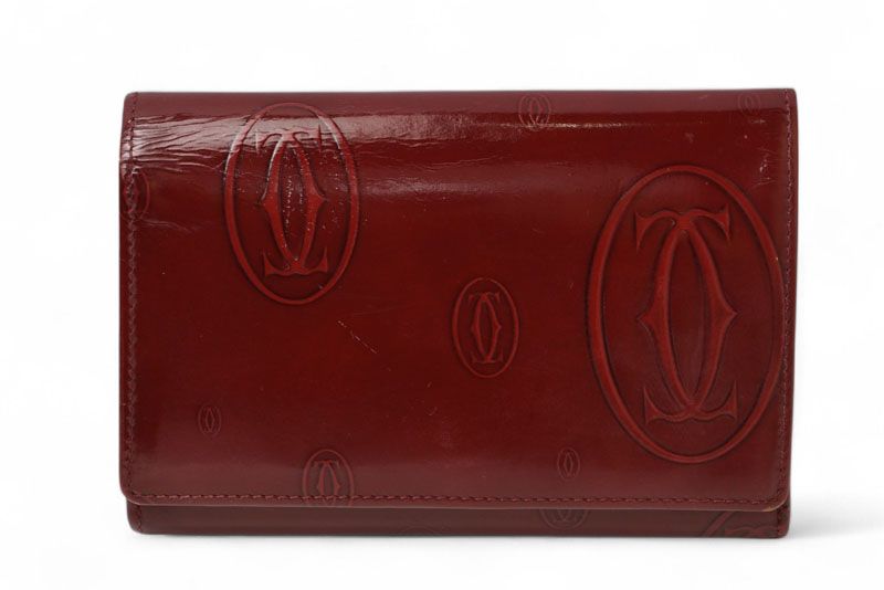 カルティエ 財布 Cartier 折財布 ハッピーバースデー ボルドー【中古