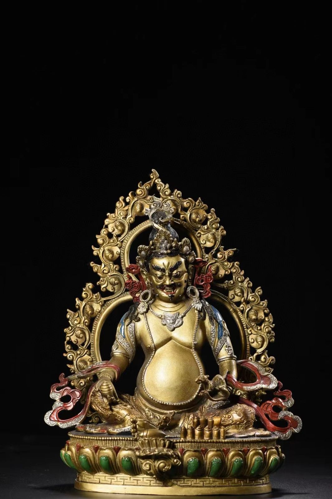 中国古美術☆ 古寺廟結縁·銅胎彩绘·黄財神·聚財置物·開運招財· 闢邪消 