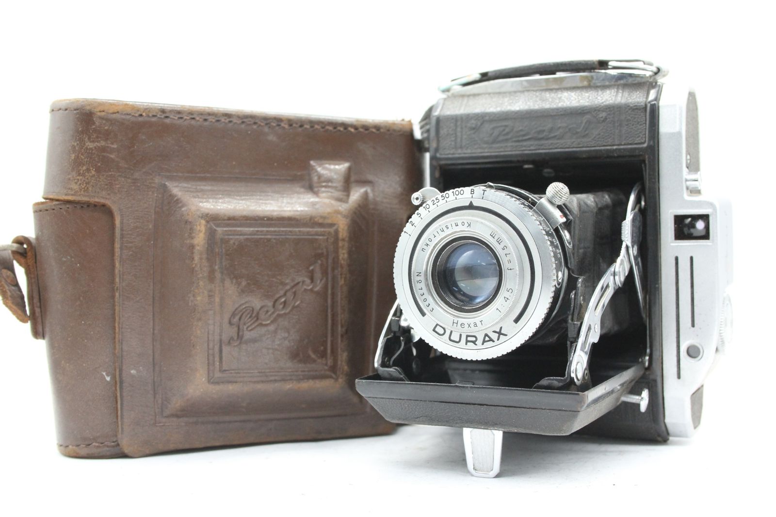 Pearl 中判カメラ Hekiat 75mm f/4.5 訳あり品】 Pearl 小西六 Konishiroku Hexar 75mm F4.5 ケース