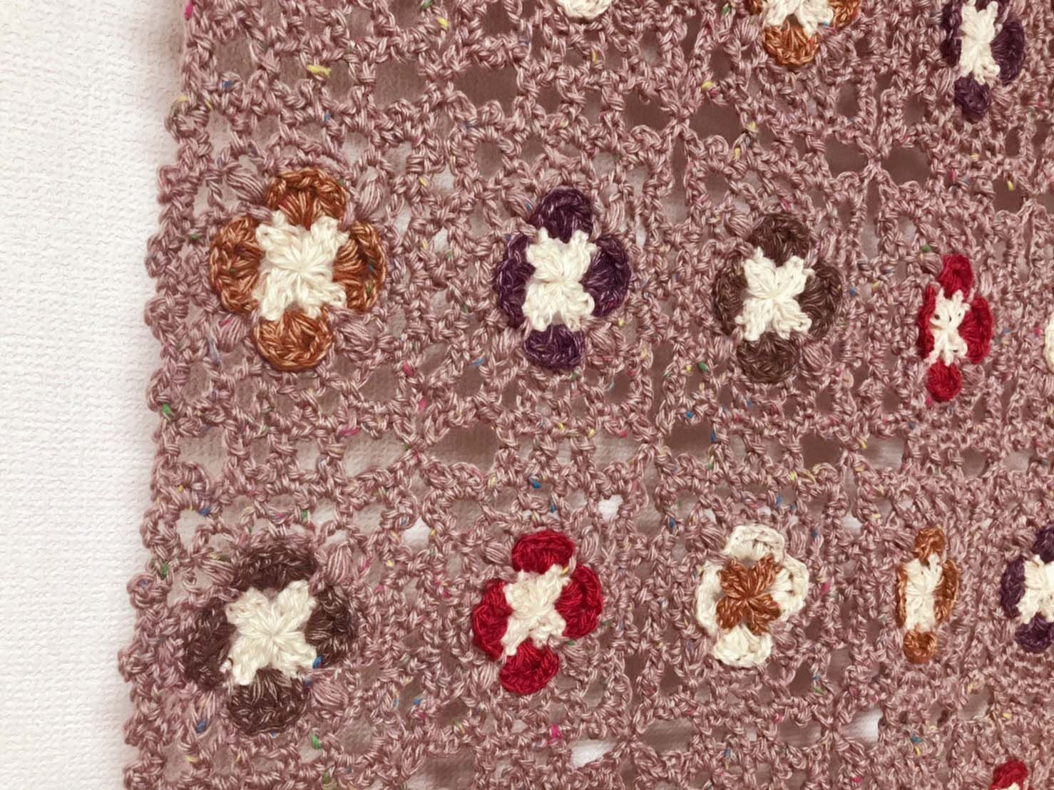 ブランケット⑭花モチーフ フラワーモチーフ編み ブランケット