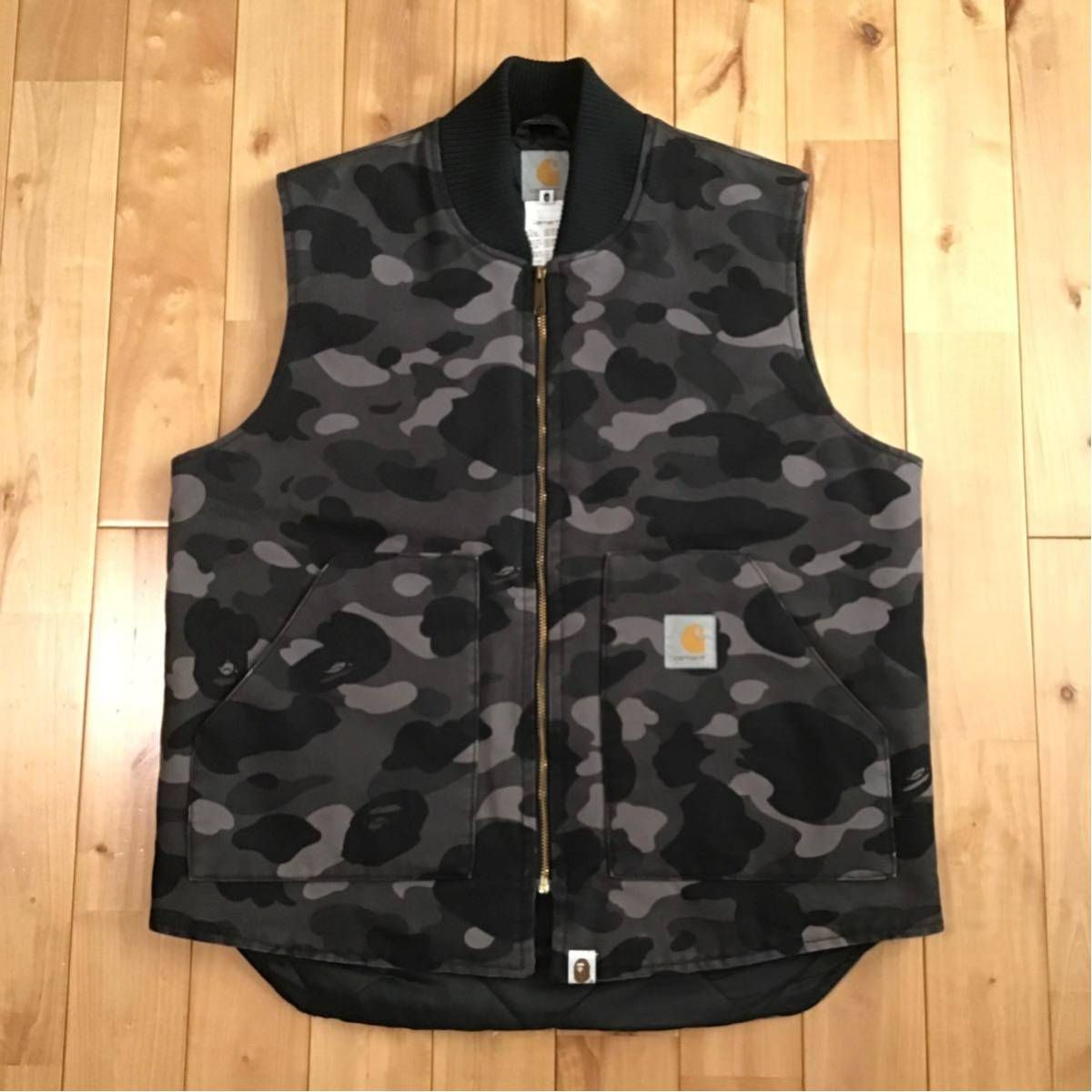 ★激レア★ Carhartt × BAPE ベスト Lサイズ Black camo a bathing ape カーハート vest エイプ ベイプ  アベイシングエイプ NIGO