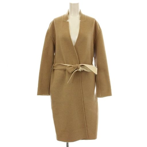 ユナイテッドアローズ UNITED ARROWS ノーカラー コート ウール ロング ベルテッドコート 38 ベージュ1525-199-3220 | G