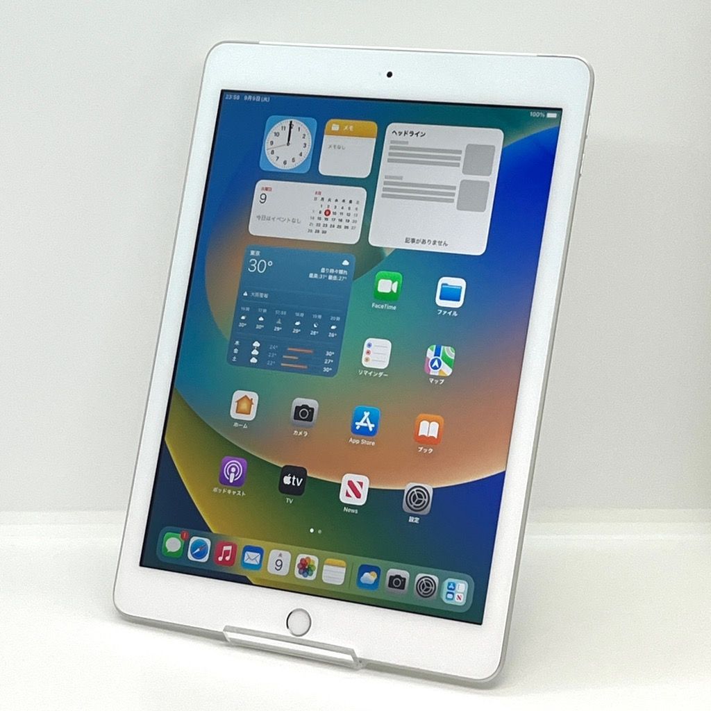 iPad 第5世代 128GB au SIMフリー バッテリー95 シルバー 9.7インチ MP272J A Wi-Fi-cellar タブレット本体 B70