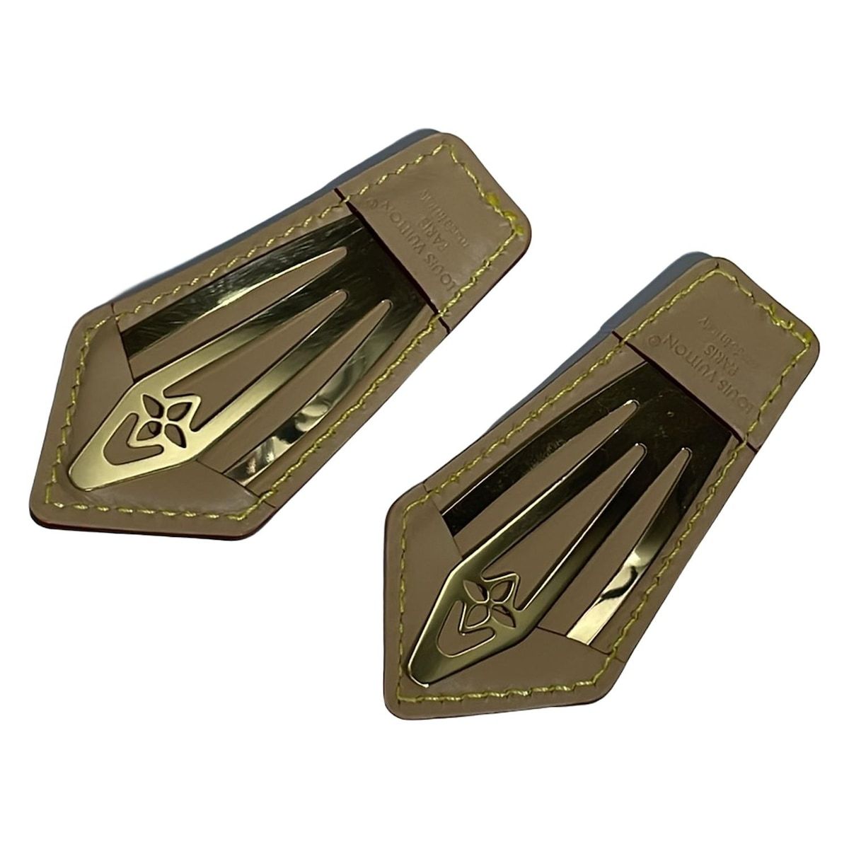 LOUIS VUITTON ルイヴィトン バレッタ ヌメ革 バレッタ LV バックステージ ベージュ バレッタ ×2