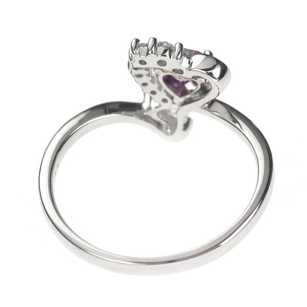 Pt900 ピンクサファイア ダイヤモンド リング 0.31ct D0.22ct ハート  