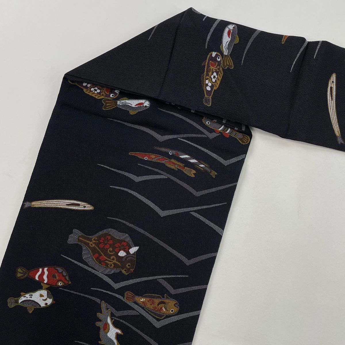 名古屋帯 秀品 草花 七宝 絞り 青灰色 正絹 【中古】（名古屋帯 美品 