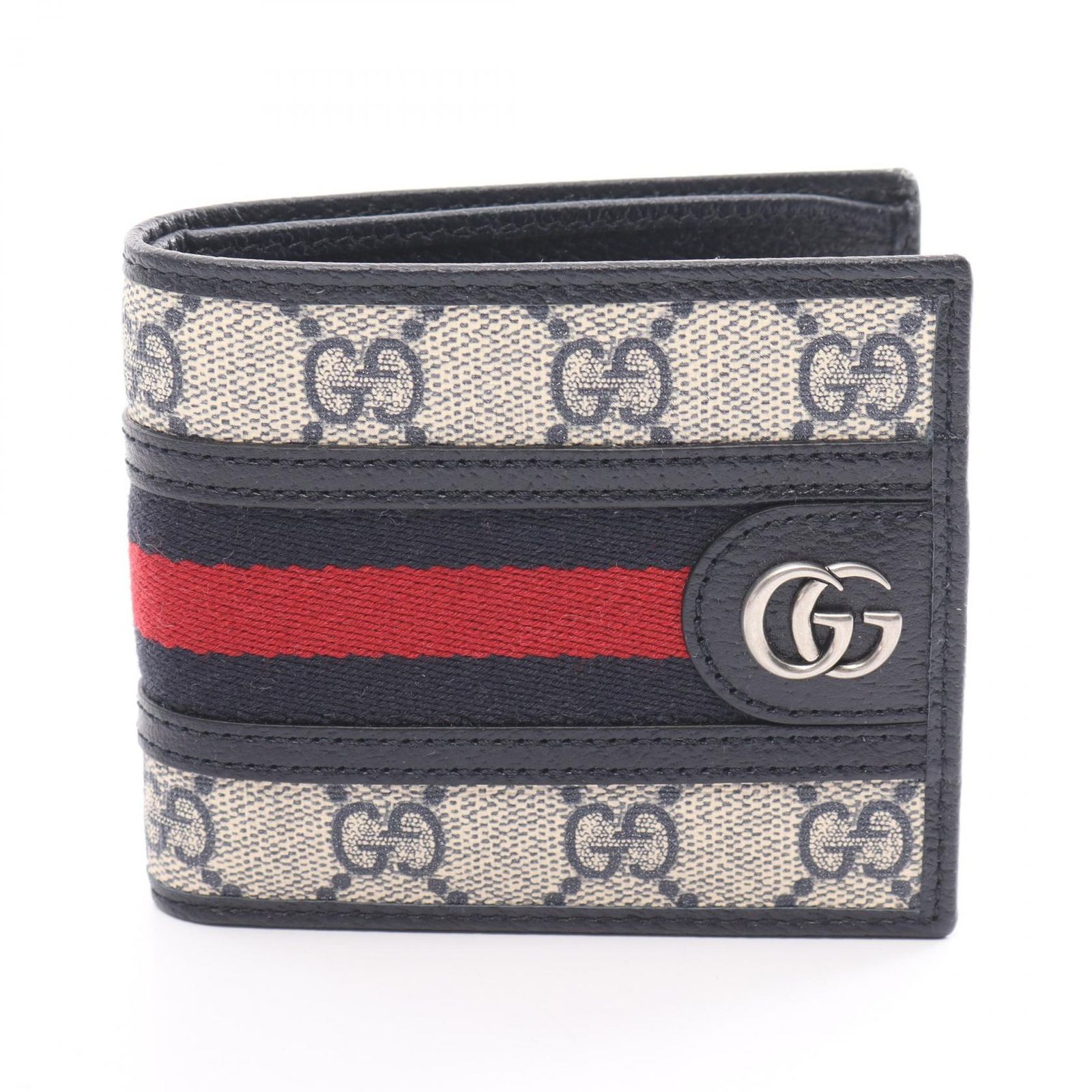 グッチ GUCCI 二つ折り財布 オフィディア GGスプリーム シェリーライン 59760696IWN4076 ベージュ|ブルー PVCコーティングキャンバス レザー 二つ折財布 ユニセックス