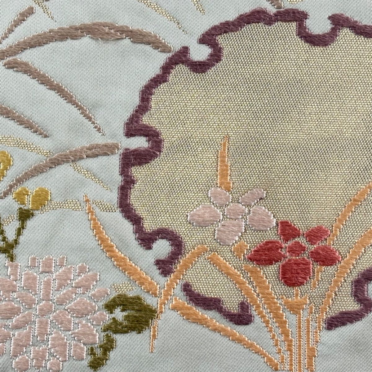 袋帯 秀品 雪輪 草花 唐織 箔 灰茶 六通 正絹 【中古】 - メルカリ