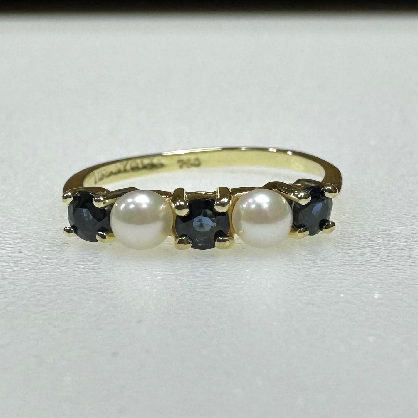 Tiffany &Co.Au750 パール　サファイア　リング　k18 ティファニー