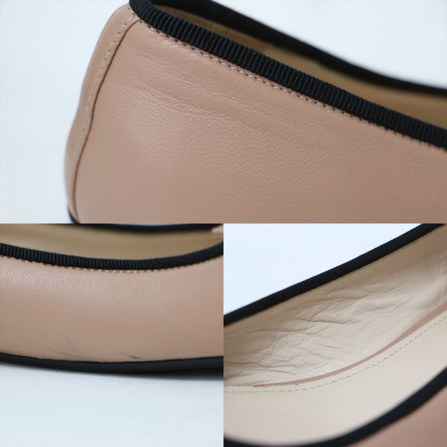 良品❤PRADA【プラダ】バイカラー ロゴ リボン フラットシューズ パンプス PRADAバイカラー ロゴ リボン フラットシューズ パンプス｜Yahoo