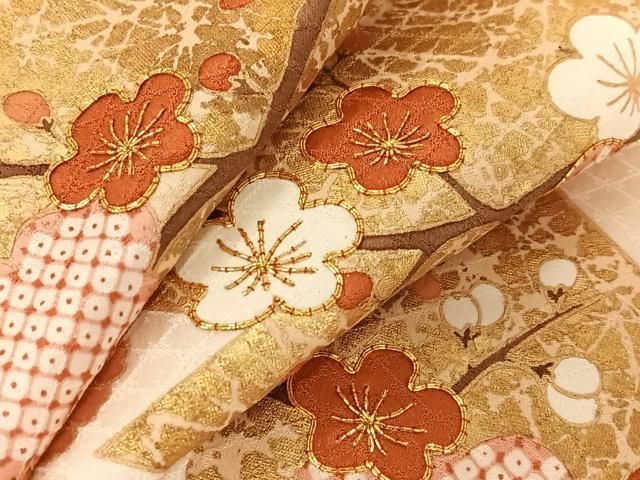 平和屋着物○訪問着 駒刺繍 枝梅文 暈し染め 金彩 正絹
