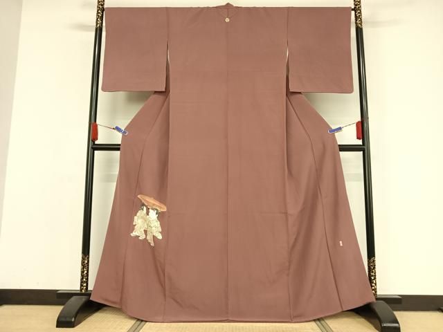 平和屋着物●加賀友禅の巨匠 初代 由水十久 色留袖 童子 長春色地 正絹 AABA4587np