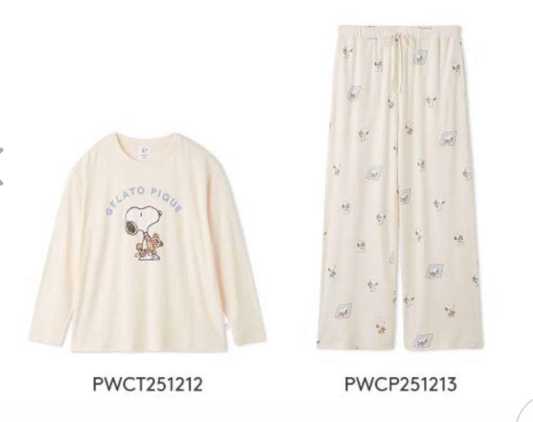 gelato pique PEANUTS SNOOPY×BEAR ワンポイントロンT -ロングパンツ 上下セット 母の日