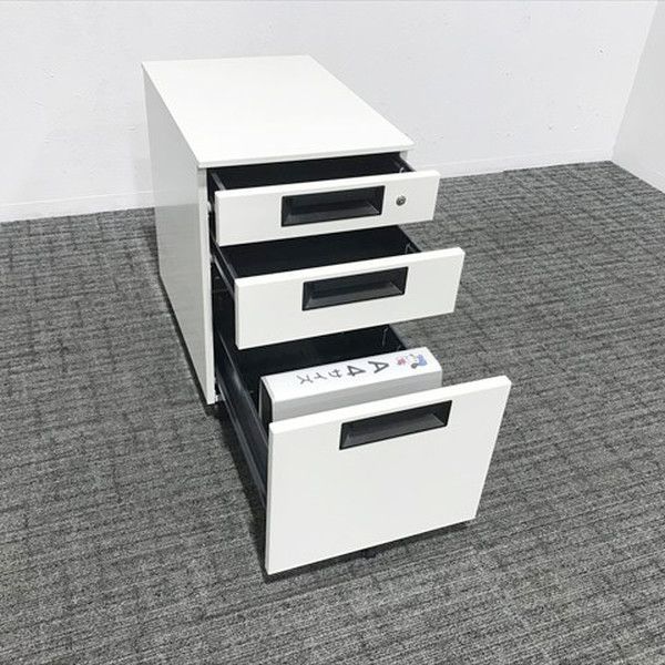 PLUS SP-046SC-B3 WH 3段ワゴン インサイドワゴン 引き出し