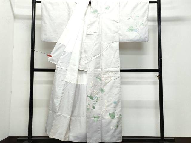 平和屋着物●石川県指定無形文化財　牛首紬　白山工房　手織り　本加賀友禅作家　藤村加泉　訪問着　枝花文　正絹　逸品　CAAY3071vf 平和屋着物○石川県指定無形文化財 牛首紬 白山工房 手織り 本