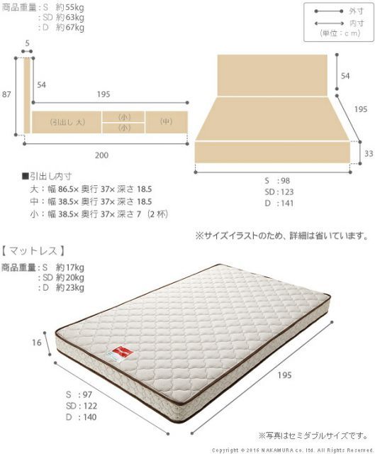 マットレス付き 高密度連続スプリング