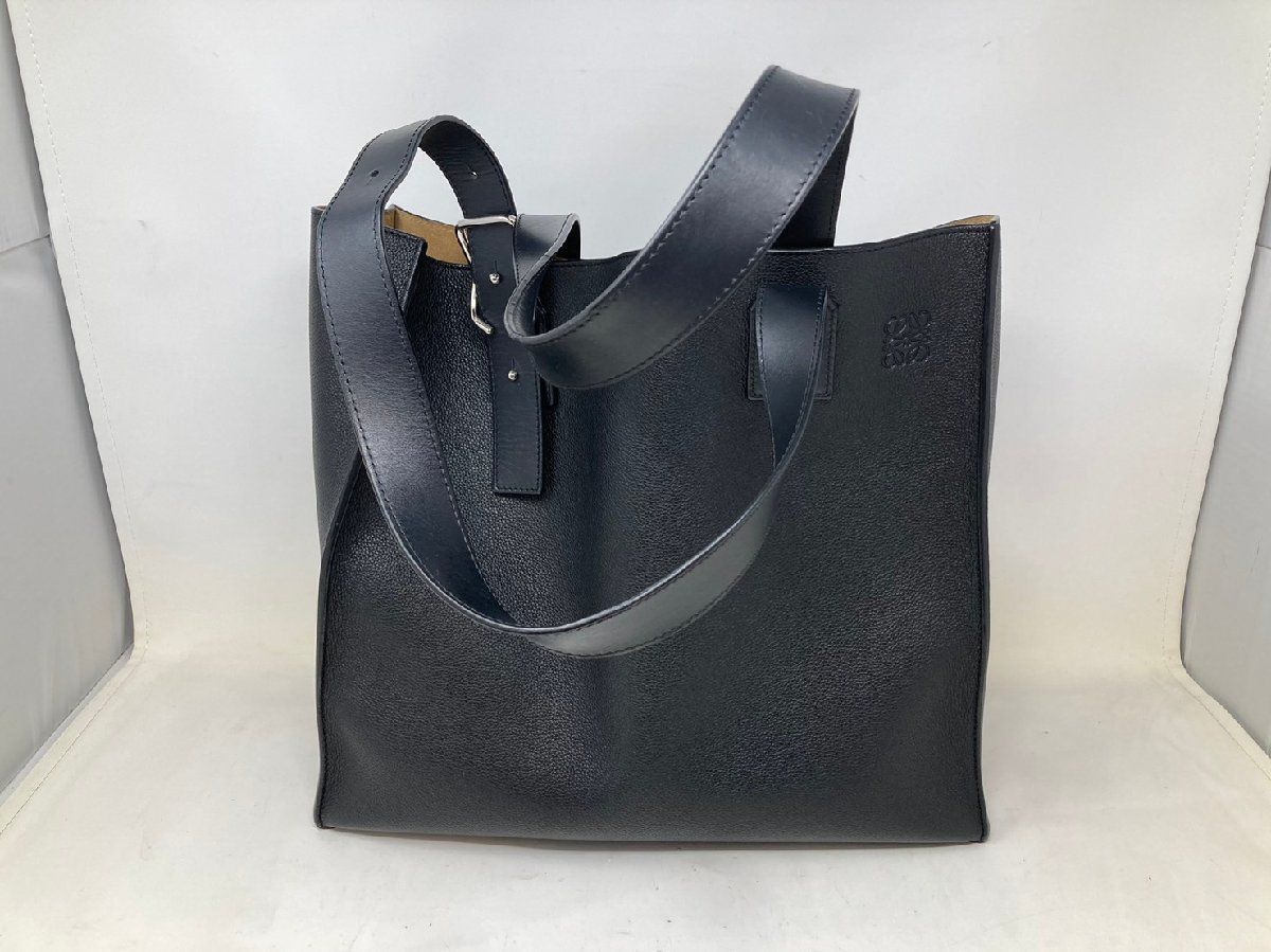 ◆LOEWE ロエベ バックルトートバッグ レザー 黒系 バッグ かばん ◆8085
