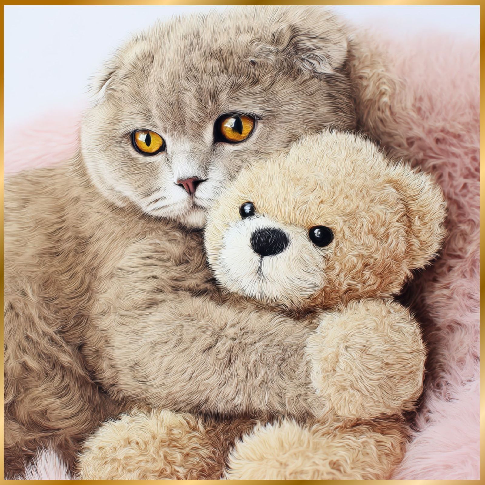 くまのぬいぐるみ - スコティッシュフォールドキャット テディーベア teddy bear かわいい 癒し系 インテリアアート ペットロス うちの子 記念日 アートポスター 犬の絵 犬のイラスト ギフト プレゼント