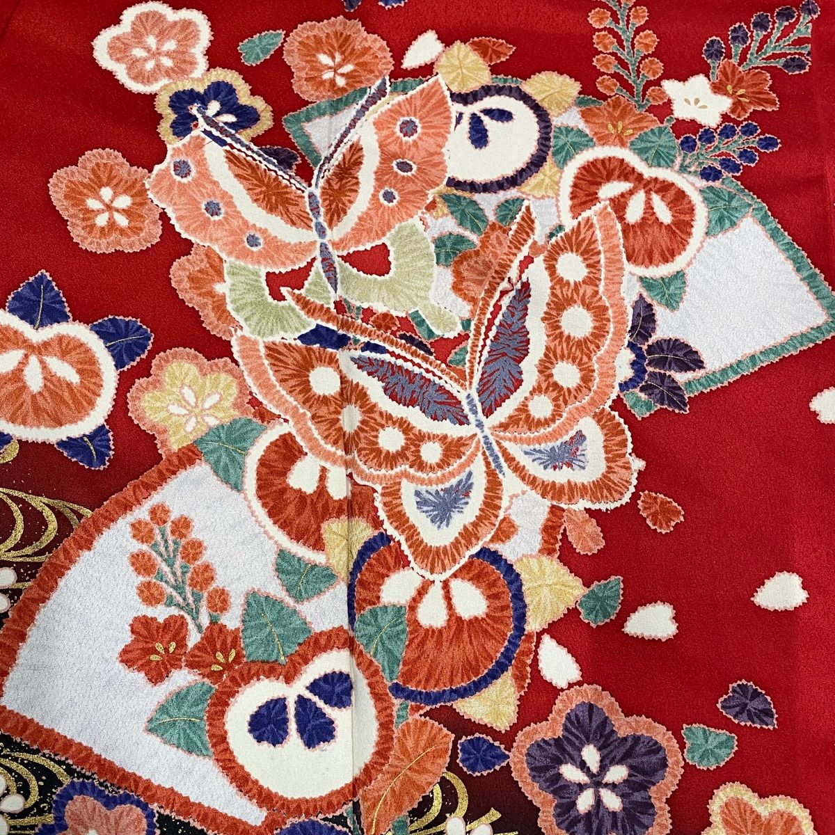 ■E4124■美品■紅海老茶色　花尽くし　京友禅　袷　振袖　丈166 裄68 □E4124□美品□紅海老茶色 花尽くし 京友禅 袷 振袖 丈166 裄68