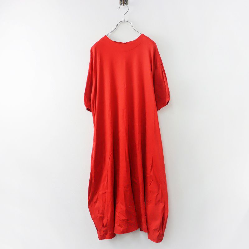 アトリエナルセ atelier naruse コットンカットソー コクーンワンピース F レッド ドレス ロング フ 2400013842365