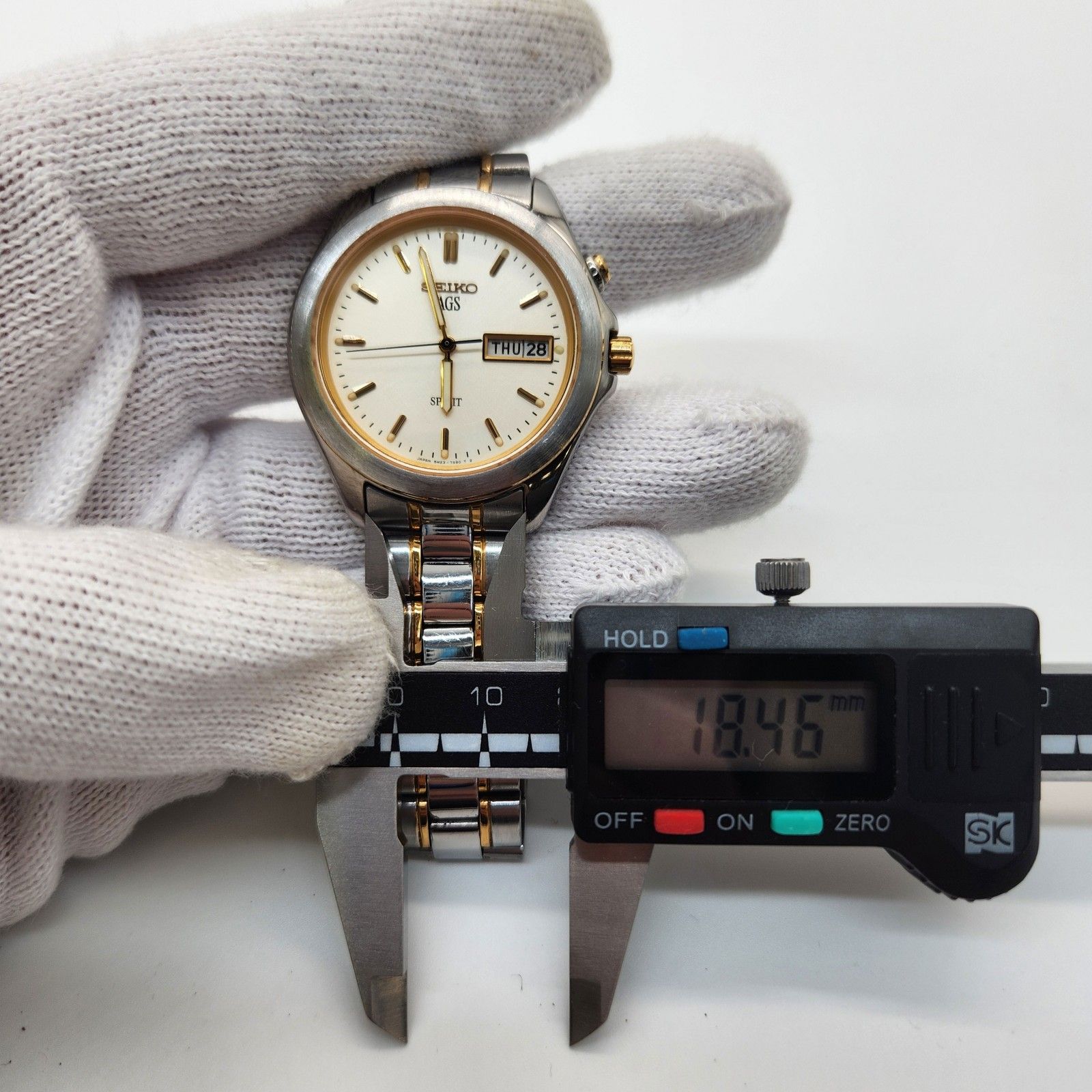 SEIKO AGS SPIRIT ゴールド文字盤 5M23-7A60 自動巻き3針 デイデイト 