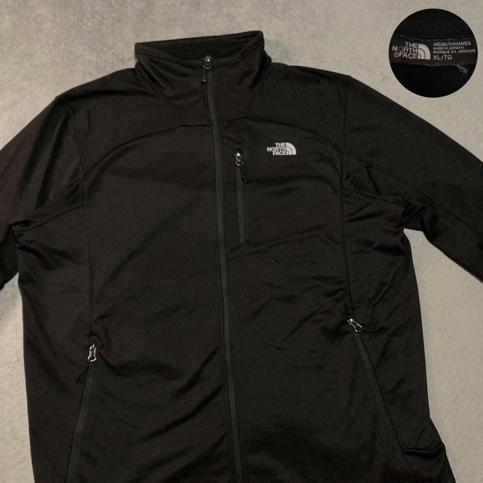 ザノースフェイス TheNorthFace トラックジャケット TrackJacket ジャージ  プリントロゴ OnePointLogo ワンポイントロゴ ポリエステル Polyester Black 黒 ブラック XL