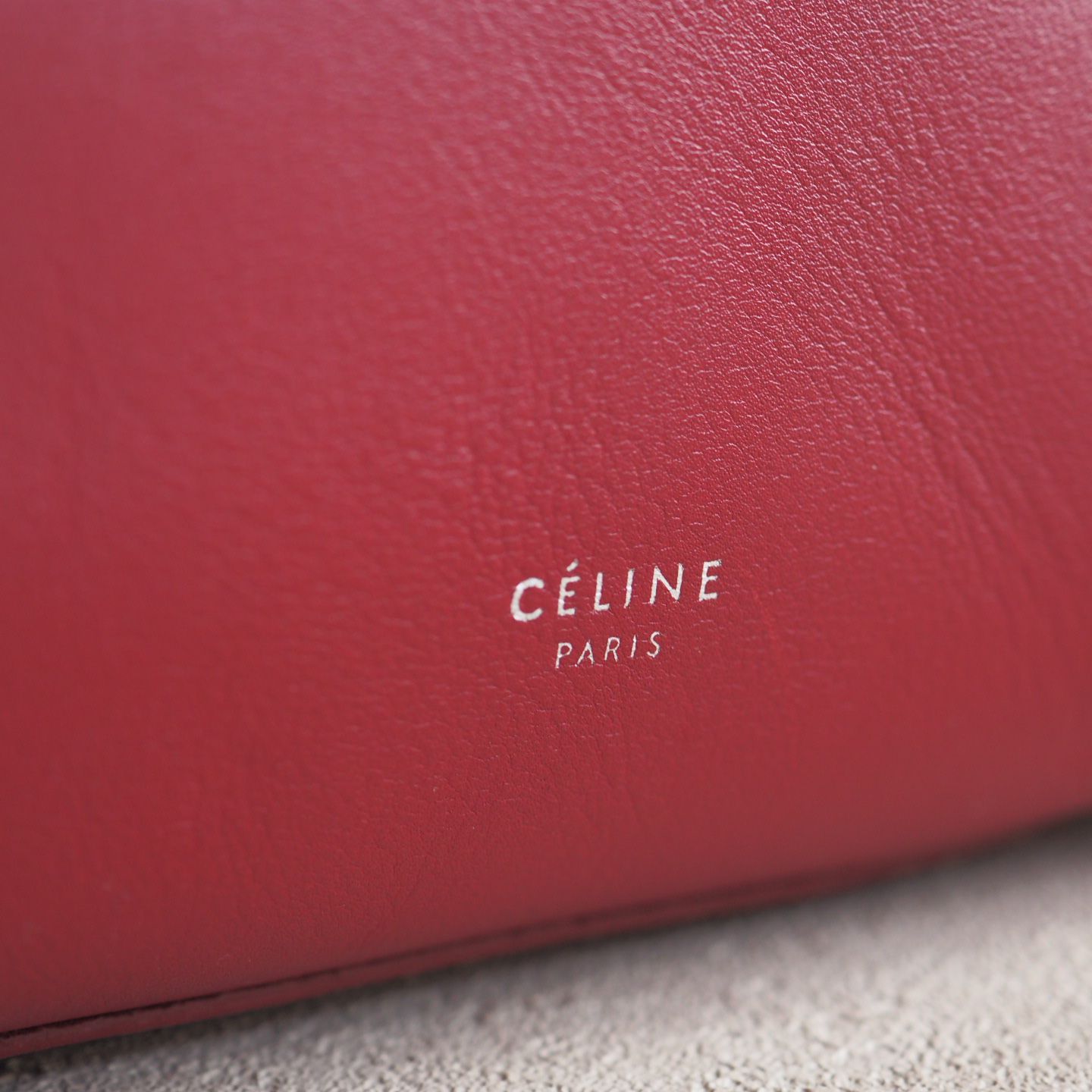 【未使用に近い】セリーヌ CELINE ポーチ レッド　レザー CELINE 中古品 セリーヌ ラゲージ ミニショッパー ハンドバッグ