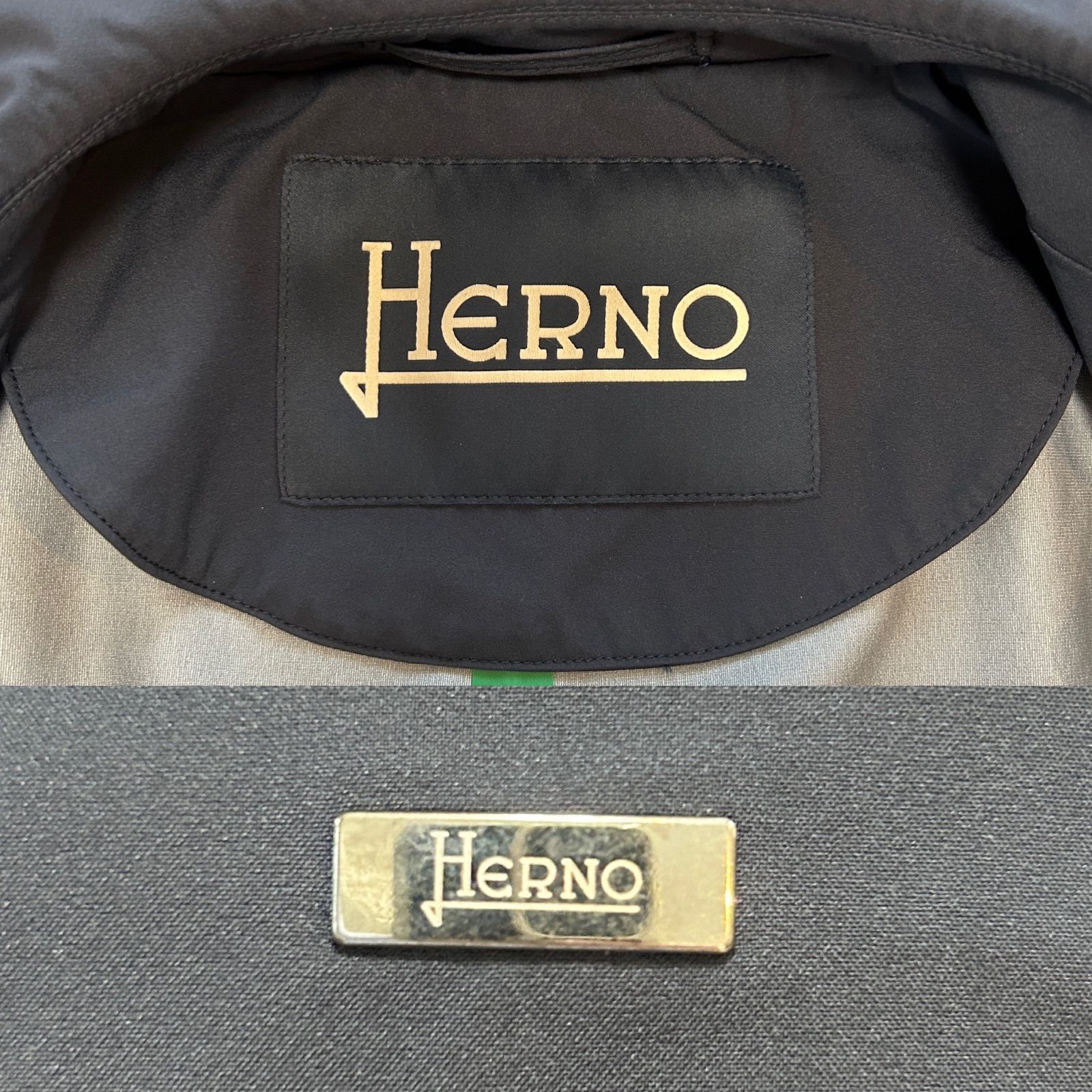 美品Herno® ヘルノメンズコート ナイロンコート ステインカラーコート ジャケット cort アウター 冬服 秋服 春服 薄手コートNAVYネイビー紺色系サイズ48 肩幅43身幅51袖丈65着丈79製品タグ類 ボタン×4 美品Herno® ヘルノメンズコート ナイロンコート ステインカラーコート