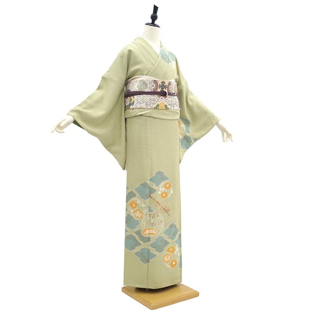 新古品】 訪問着 着物 未使用 正絹 フォーマル 手刺繍 金駒刺繍 絞り 
