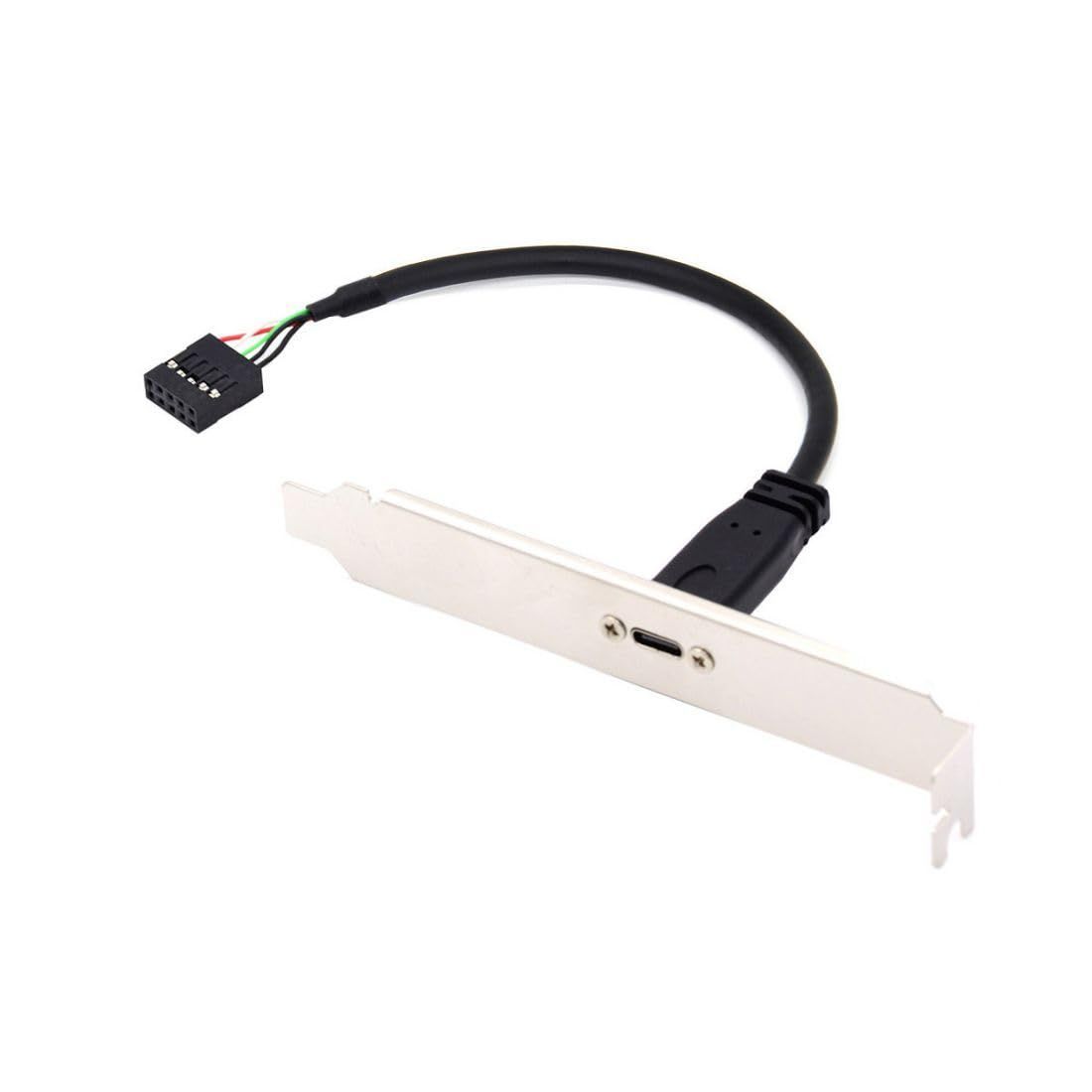 新品 chenyang USB 2.0 フロントパネルヘッダー 9/10ピン オス→USB Cメスシャーシ バックパネルポート延長ケーブル 17cm 12cm PCI-Eスロットブラケット付き