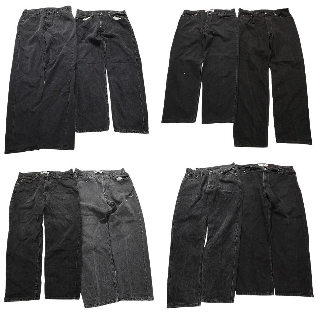 古着卸 まとめ売り リーバイス 550 ブラックデニム パンツ 8枚セット (メンズ 42 /40 /38 /36 ) アメカジ 色落ち  中古 古着 MY3205