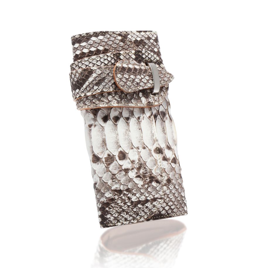 高級 バイカーズウォレット ダイヤモンドパイソン 本革 蛇革 長財布  