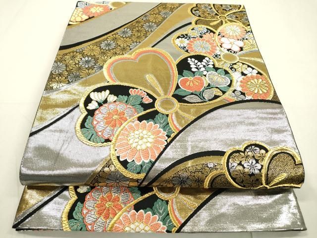 平和屋着物▽六通柄袋帯 唐織 舞花 金銀糸 正絹 逸品 DAAU9686fe
