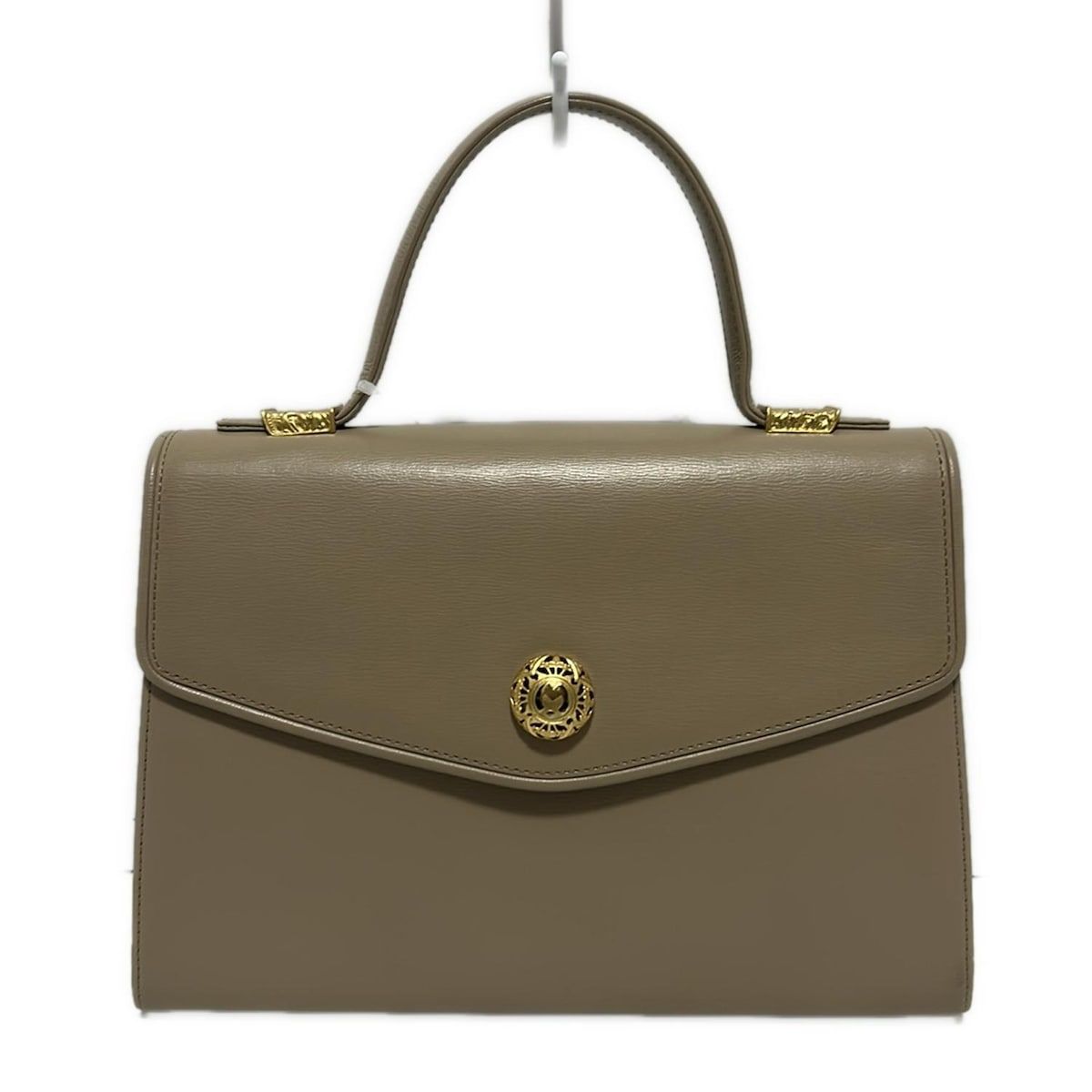 【美品】ミラショーン　ハンドバッグ　ベージュ　自立型　0483 mila schon(ミラショーン) ショルダーバッグ美品 - ベージュ