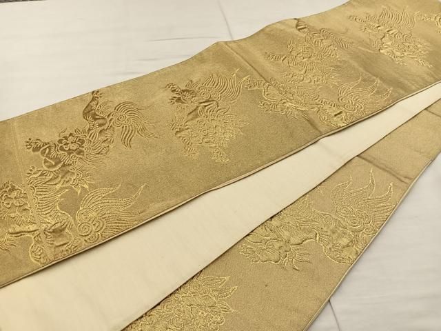 袋帯 六通唐織り 金彩 縞柄 正絹 AO-1930 袋帯 六通唐織り 金彩 縞柄 正絹 AO-1930