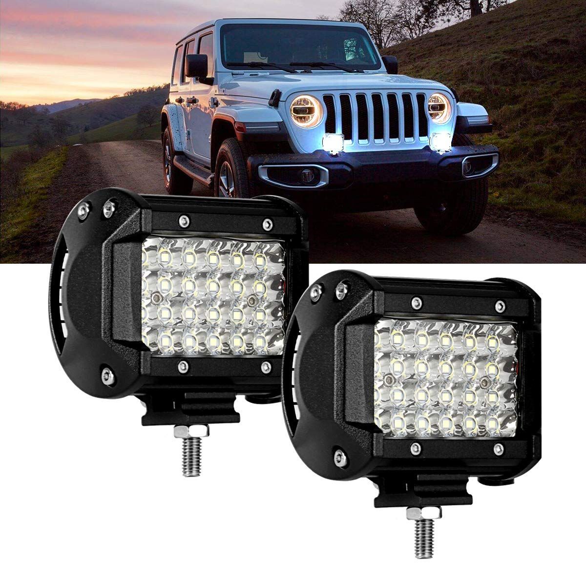 LED ワークライト 72W 24連 作業灯 LED 12V 24V 角型 広角 汎用
