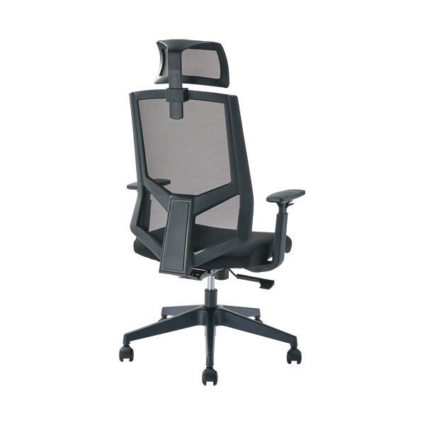 YAMAZEN FIT WORK BCワークチェア ヘッドレスト 肘付 ブラック BCM-AH46 BK 1脚 組立式