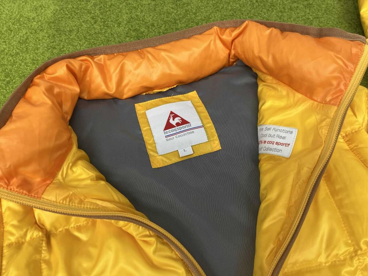ルコック 2WAYダウンジャケット イエロー×ブラウン 袖着脱可