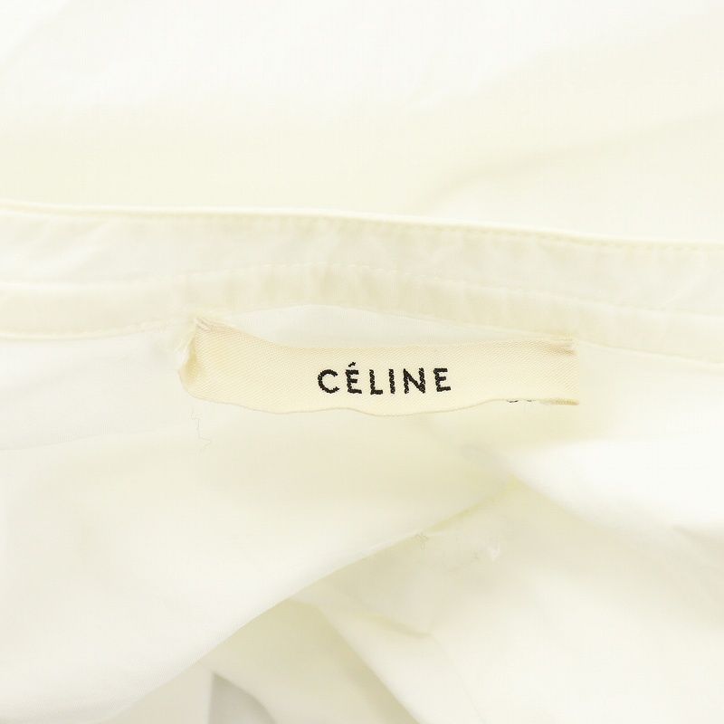 セリーヌ CELINE シャツ ブラウス ノーカラー 長袖 コットン 34