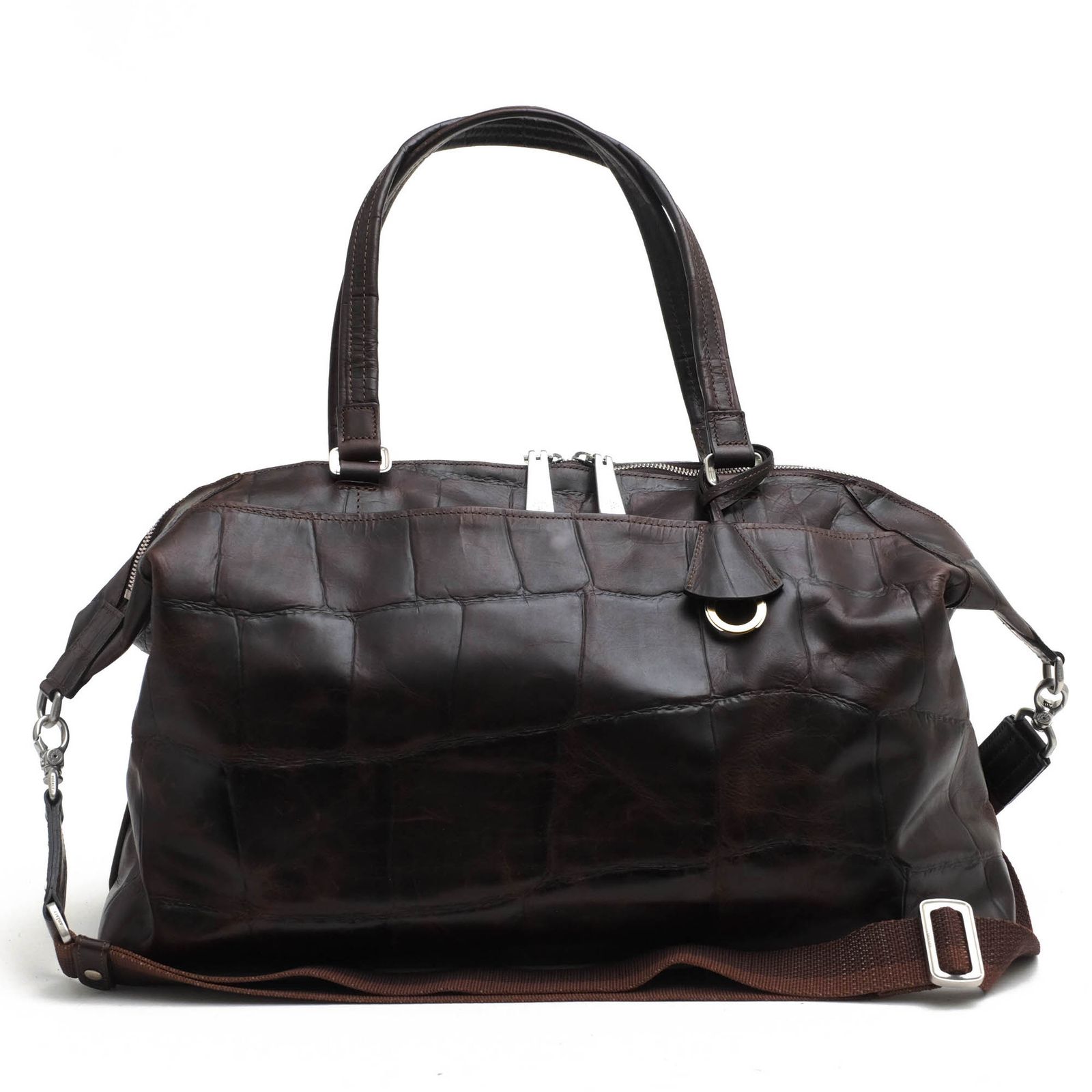 アニアリ aniary バッグ ボストンバッグ 鞄 旅行鞄 メンズ 男性 男性用 レザー 革 本革 ダークブラウン 茶 ブラウン 08-06000 ICLボストン クロコ型押し 2WAY ショルダーバッグ 迷彩 カモフラージュ柄