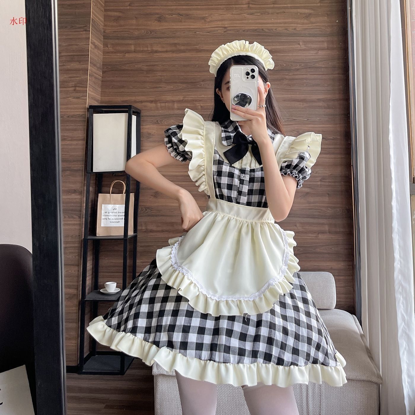 メイド服 コスプレ ロリータ ハロウィン コスプレ衣装 コスチューム ゴスロリ ドレス ワンピース 仮装 レディース クリスマス イベント 学園祭 文化祭 日常 ファッション カワイイ ブラックチェック