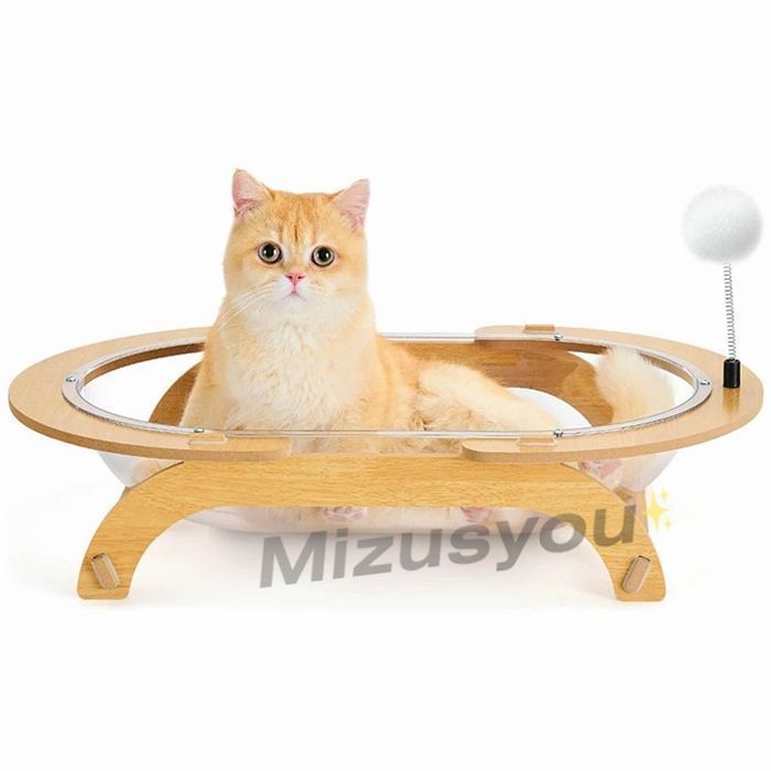 猫 ベッド 木製 宇宙船 猫 ハンモック 透明 大型猫用ベッド 自立式 キャット 寝床