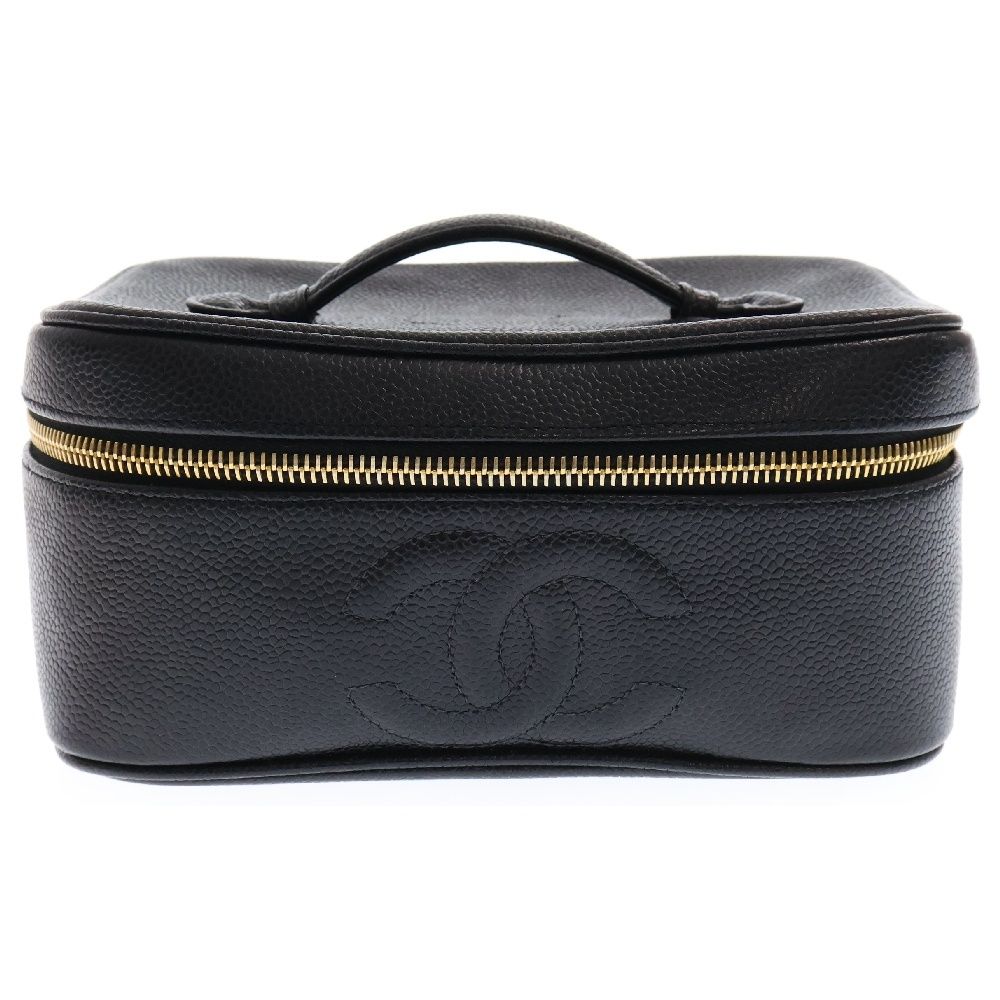 CHANEL シャネル キャビアスキン バニティバッグ 横型 ブラック A01997