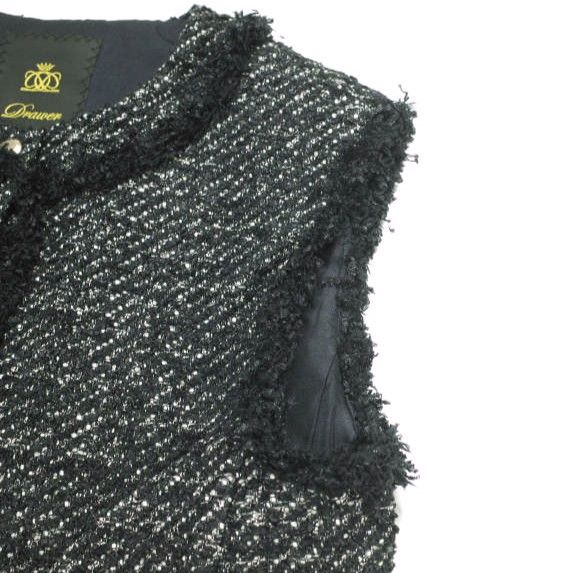 こりんドゥロワー　ツイードジレ36サイズ黒 楽天市場】【ドゥロワー】DRAWER ツイード フリンジ