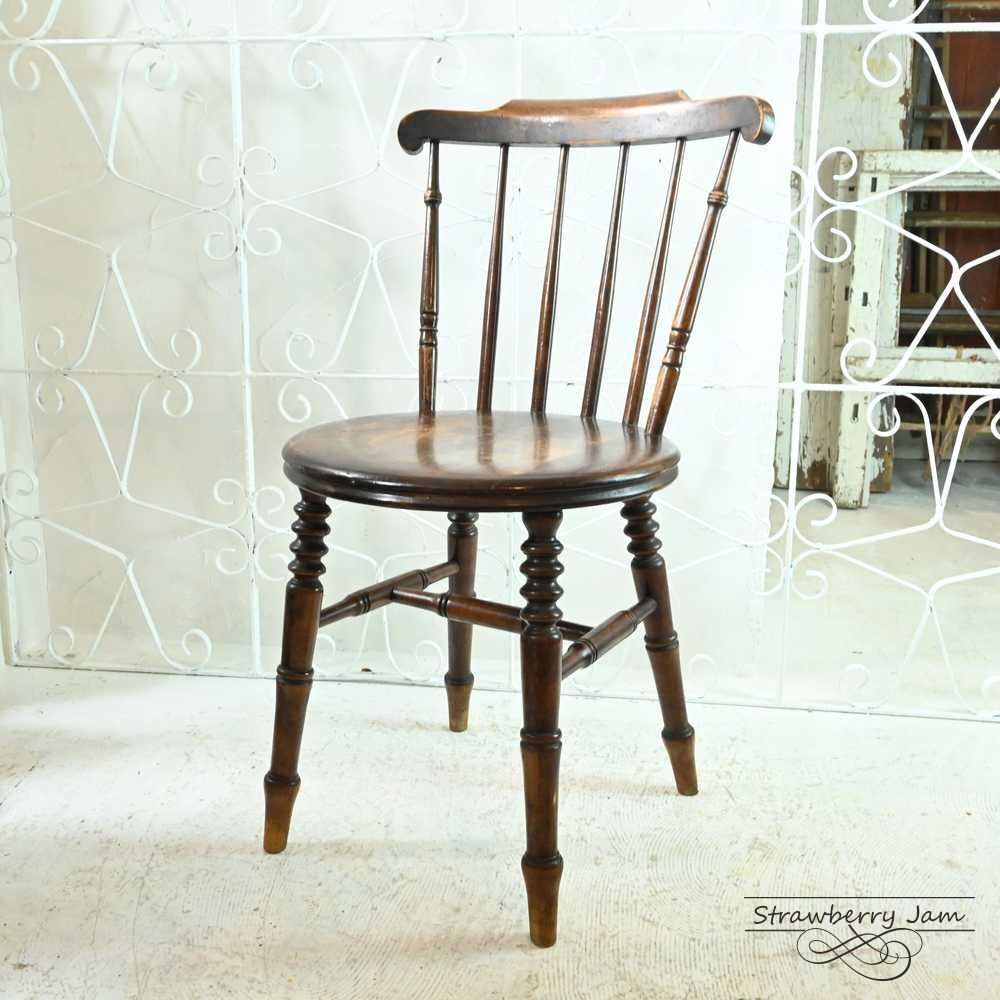 L3705-4-4 英国アンティーク オーク ダイニングチェア レザーチェア