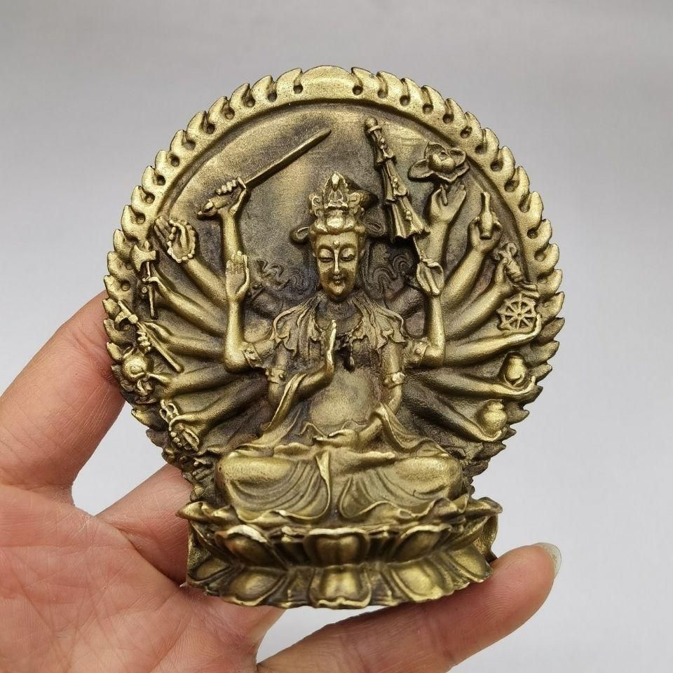 銅 細工 銅盤 観音盤 装飾品 工芸品 美術品 置物 銅器 千手観音 仏像 装飾品 工芸品 美術品 置物 - メルカリ