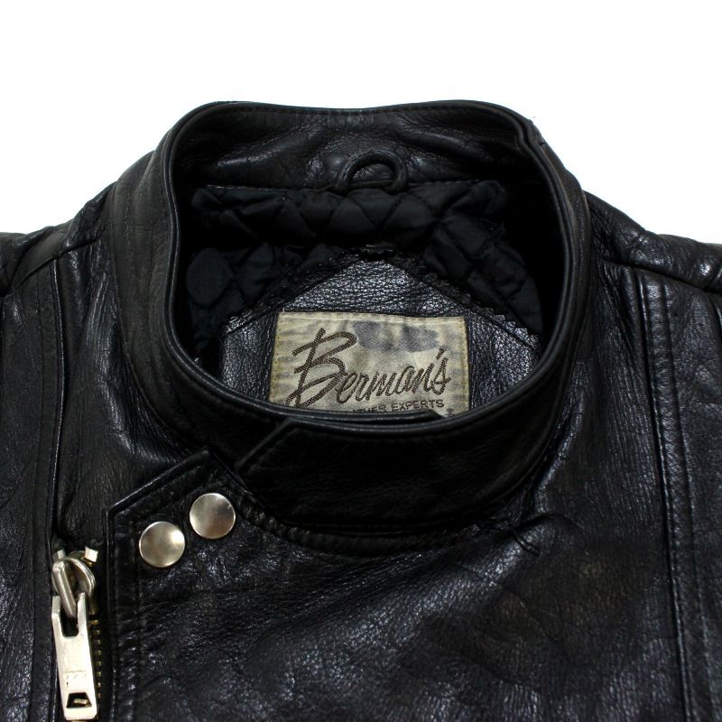 80s vintage 裏地キルティング レザー ライダースジャケット メンズ M