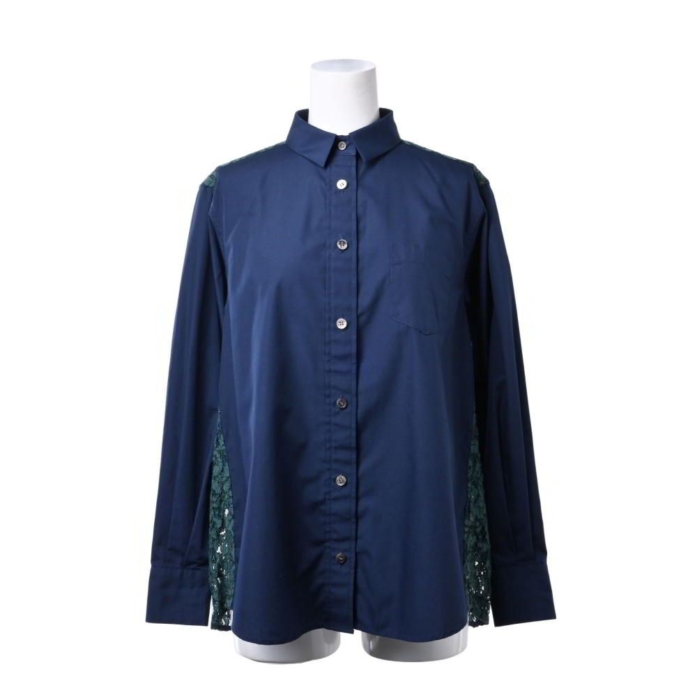 美品!! sacai luck バックレースシャツ sacai luck バックレース切替 コットン シャツ - メルカリ