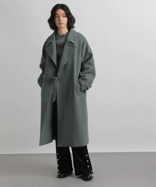 未使用級LLサイズ　アンゴラ　洒落浪漫　ダブルチェスターコート　マキシ丈　紺色 未使用級LLサイズ アンゴラ 洒落浪漫 ダブルチェスターコート マキシ丈